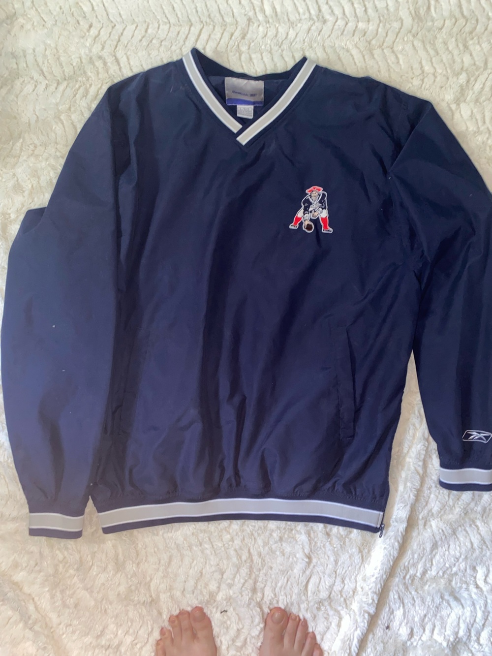 Reebok Patriots V-Neck Windbreaker Pullover